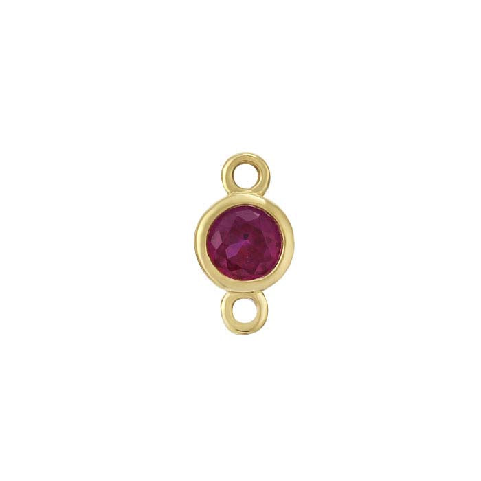 14K Yellow Gold 3mm Lab-Grown Ruby-Set Link Component