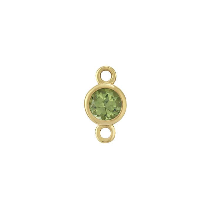 14K Yellow Gold 3mm Peridot-Set Link Component