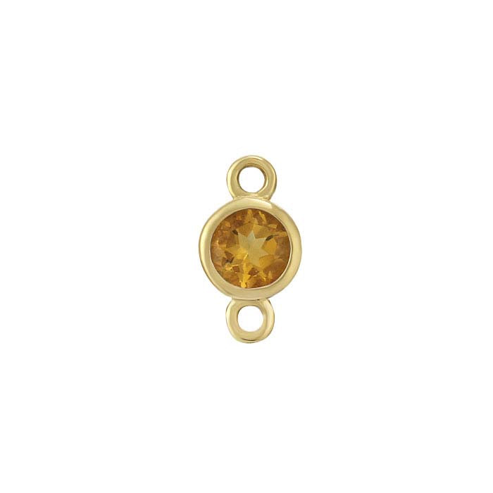 14K Yellow Gold 3mm Citrine-Set Link Component