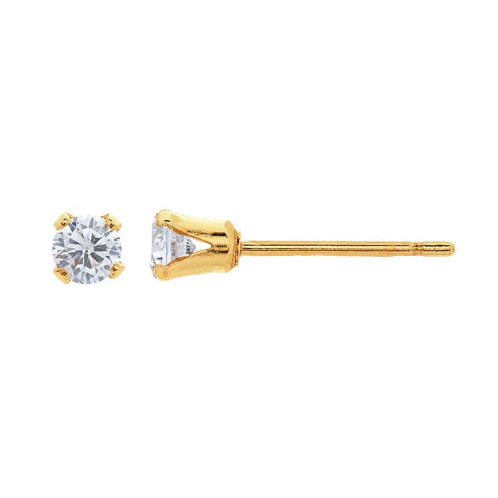 14/20 Yellow Gold-Filled White CZ-Set Post Earring