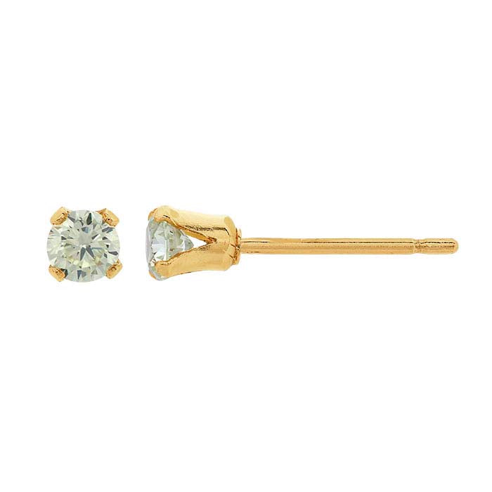 14/20 Yellow Gold-Filled Lime Green CZ-Set Post Earring