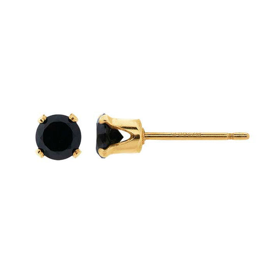 14/20 Yellow Gold-Filled Black CZ-Set Post Earring