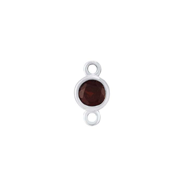 14K White Gold 3mm Garnet-Set Link Component