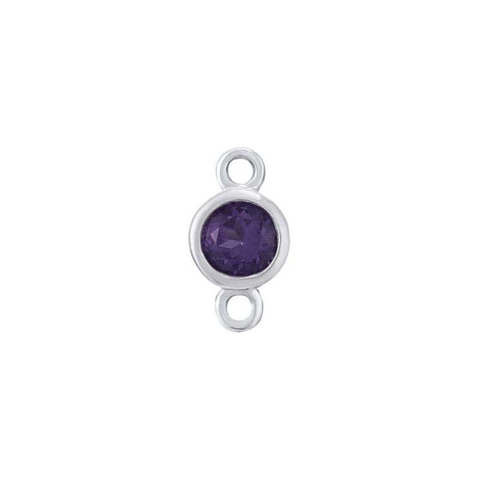 Composant de maillon serti d'améthyste 3 mm en or blanc 14 carats
