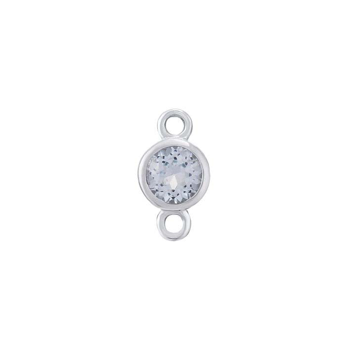 14K White Gold 3mm Aquamarine-Set Link Component