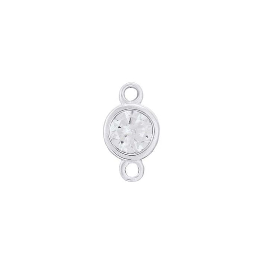 Composant de maillon serti de saphir blanc synthétique 3 mm en or blanc 14 carats