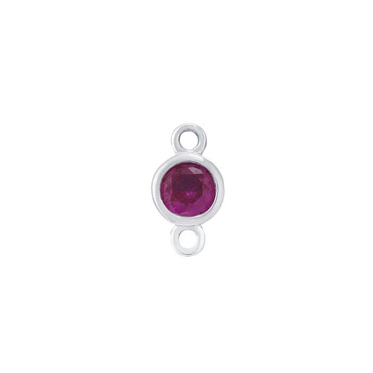 Composant de maillon serti de rubis synthétique 3 mm en or blanc 14 carats