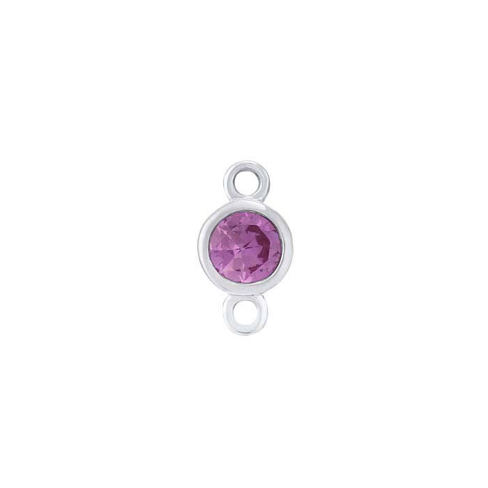 14K White Gold 3mm Lab-Grown Pink Sapphire-Set Link Component