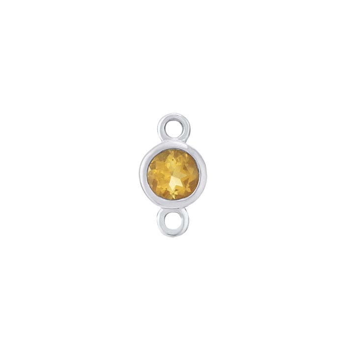 14K White Gold 3mm Citrine-Set Link Component