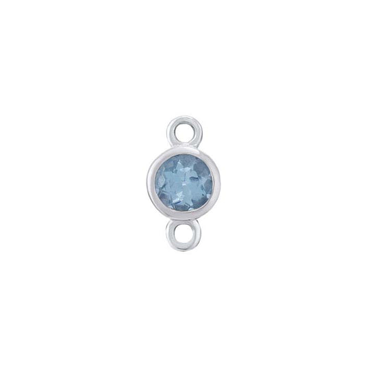 Composant de maillon serti de topaze bleue 3 mm en or blanc 14 carats