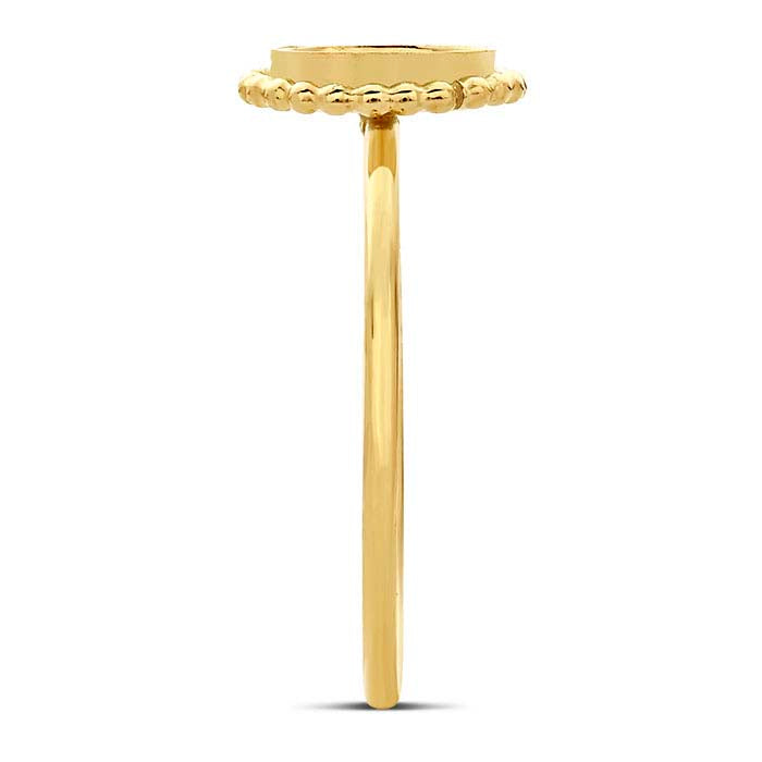 14/20 Yellow Gold-Filled 6mm Beaded Round Cabochon Ring Mounting
