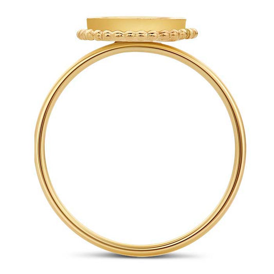 Montagem de Anel Redondo com Cabochão de Contas de 8mm em Ouro Amarelo 14/20 Gold-Filled