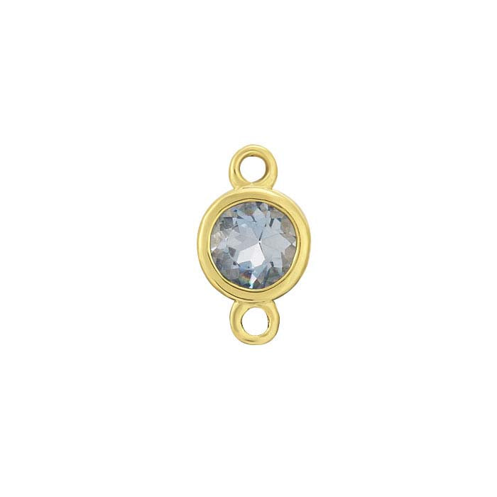 14K Yellow Gold 3.5mm Aquamarine-Set Link Component