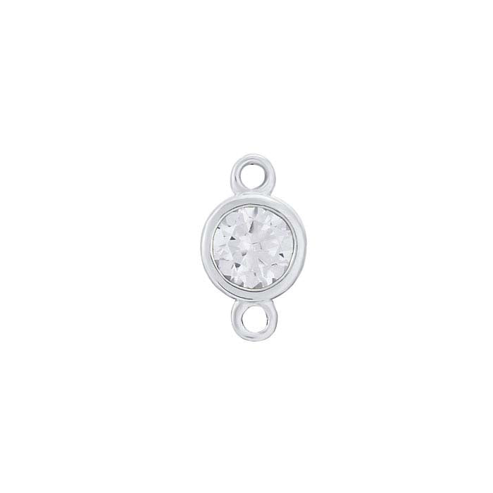 14K White Gold 3.5mm Lab-Grown White Sapphire-Set Link Component