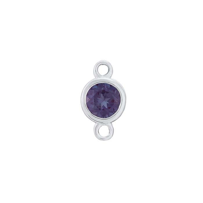 14K White Gold 3.5mm Lab-Grown Alexandrite-Set Link Component