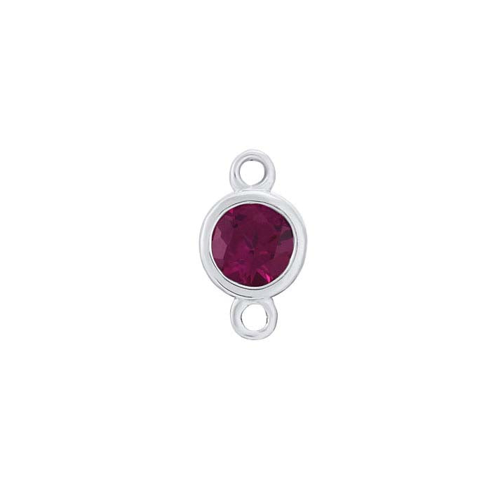 14K White Gold 3.5mm Lab-Grown Ruby-Set Link Component
