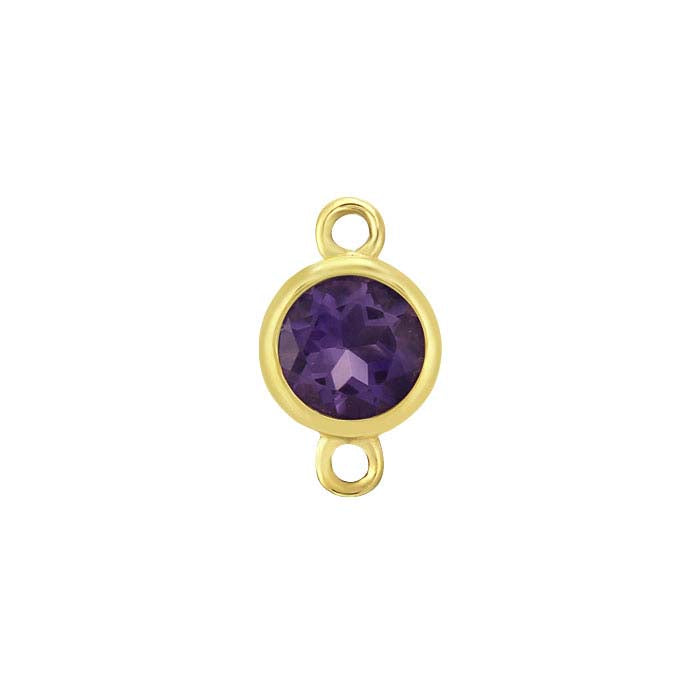 14K Yellow Gold 4mm Amethyst-Set Link Component