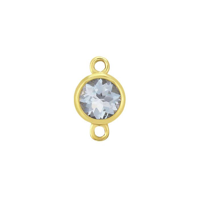 14K Yellow Gold 4mm Aquamarine-Set Link Component