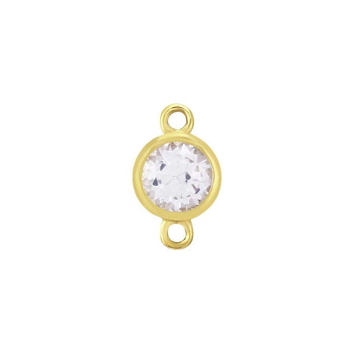 14K Yellow Gold 4mm Lab-Grown White Sapphire-Set Link Component