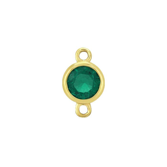 14K Yellow Gold 4mm Lab-Grown Emerald-Set Link Component