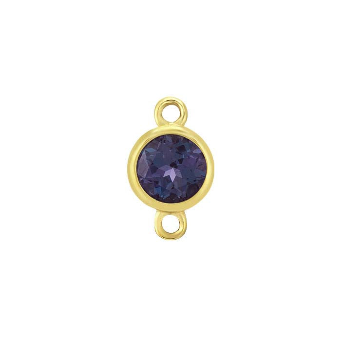 14K Yellow Gold 4mm Lab-Grown Alexandrite-Set Link Component