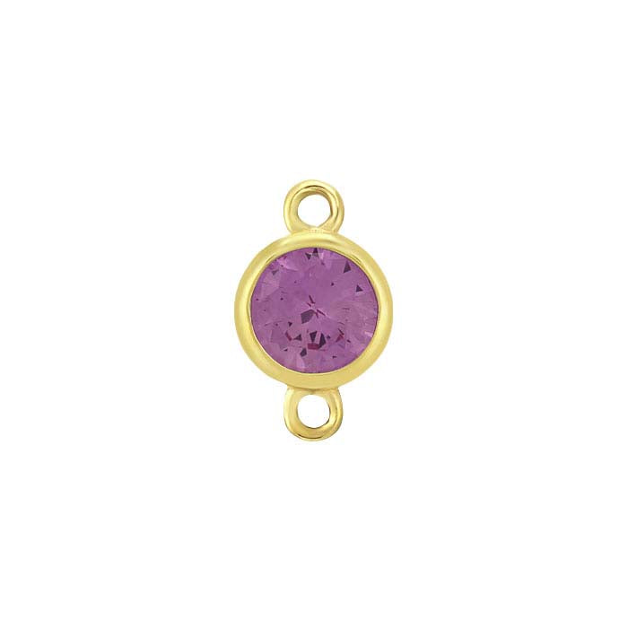 14K Yellow Gold 4mm Lab-Grown Pink Sapphire-Set Link Component