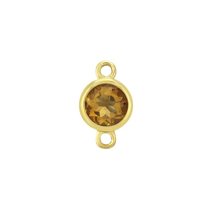 14K Yellow Gold 4mm Citrine-Set Link Component