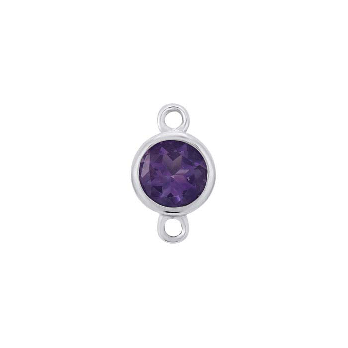14K White Gold 4mm Amethyst-Set Link Component