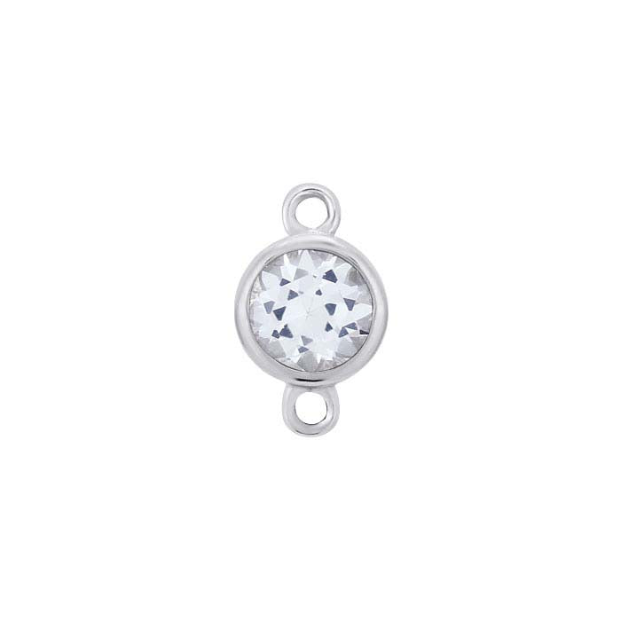 14K White Gold 4mm Lab-Grown White Sapphire-Set Link Component