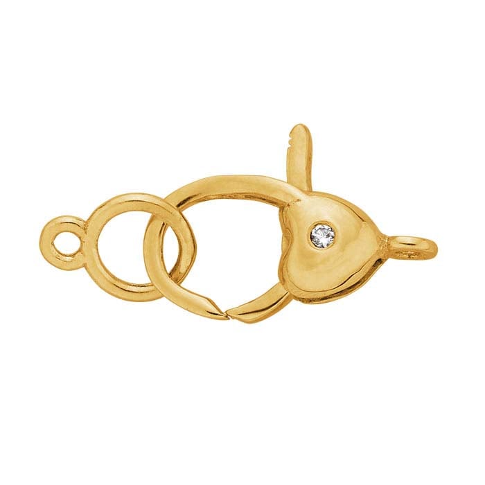 14K Yellow Gold 18.6 x 7.7mm Diamond-Set Lobster Clasp with Ring