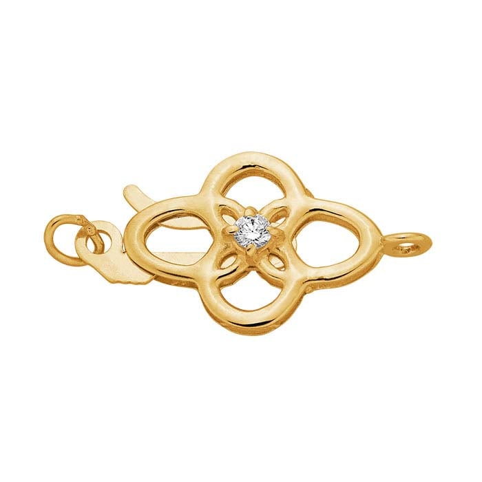 14K Yellow Gold 16.7 x 8.9mm Diamond-Set Filigree Safety Clasp