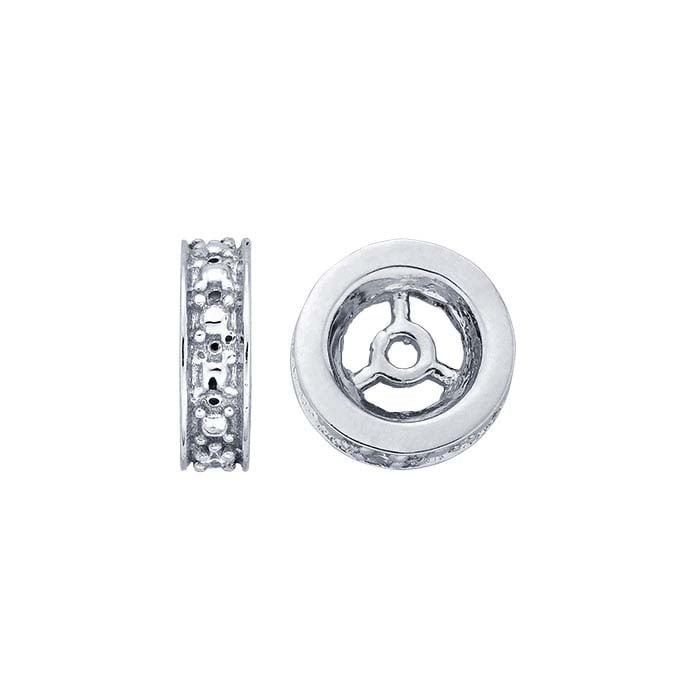 14K White Gold 7mm Diamond-Set Beaded Spacer Bead