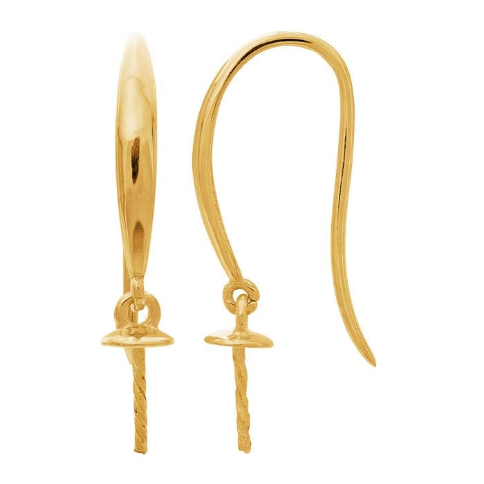 14K Yellow Gold Ear Wire with Pearl Mounting