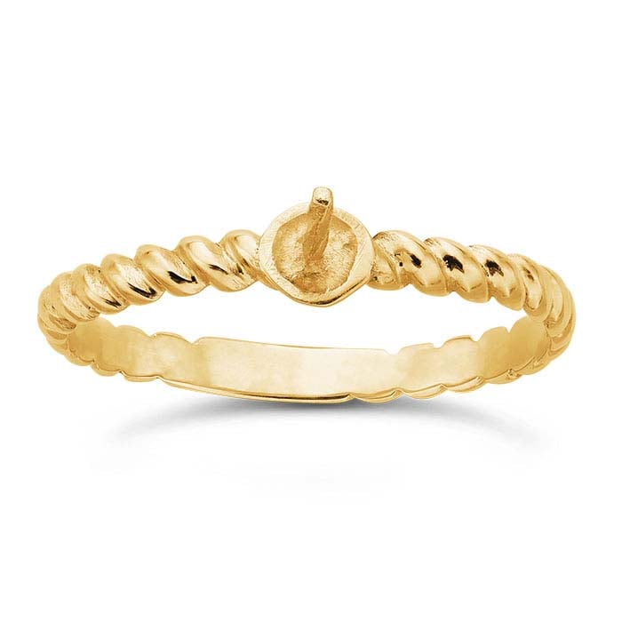 14K Yellow Gold Twist Band Pearl Ring Mounting