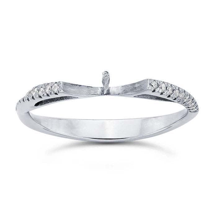 14K White Gold Diamond-Set Pearl Ring Mounting