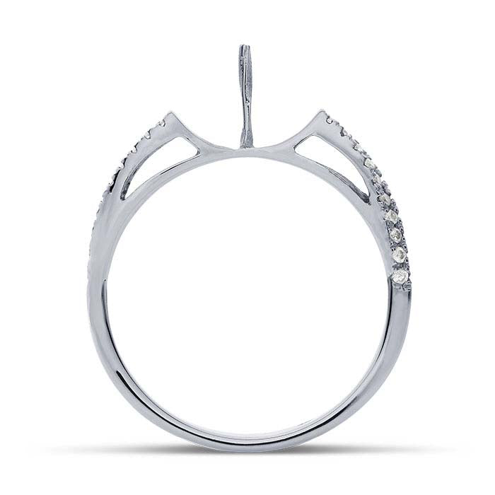14K White Gold Diamond-Set Pearl Ring Mounting
