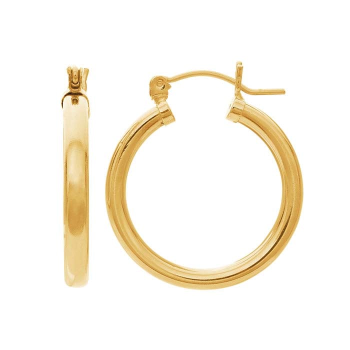 14/20 Yellow Gold-Filled 3mm Tubing Hoop Earrings
