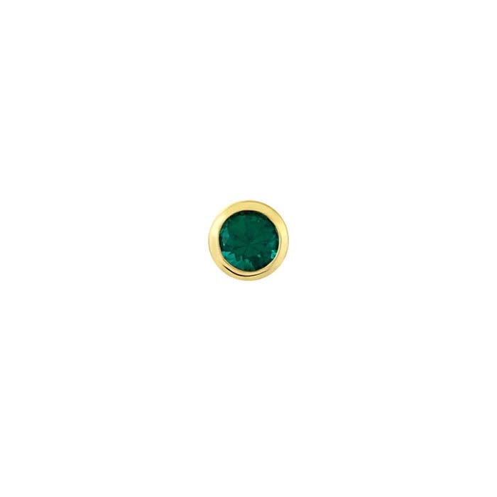 14K Yellow Gold 3mm Lab-Grown Emerald-Set Charm