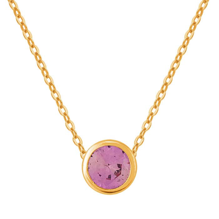 14K Yellow Gold 4mm Lab-Grown Pink Sapphire-Set Charm