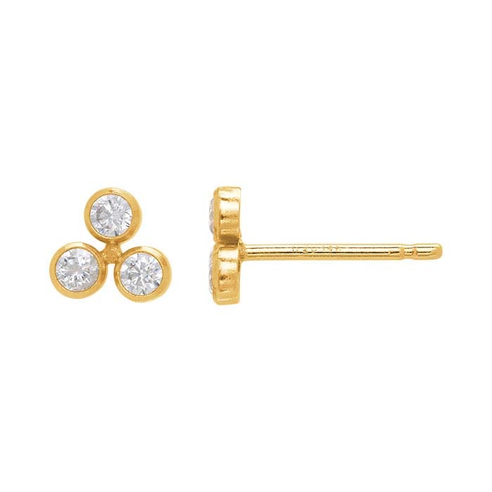 14/20 Yellow Gold-Filled White CZ-Set Post Earring
