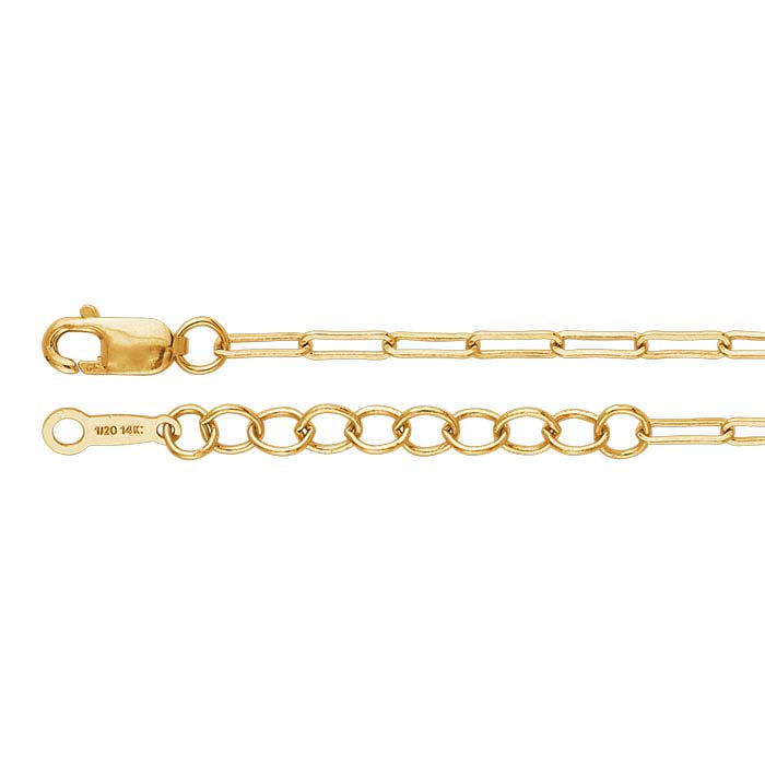 14/20 Yellow Gold-Filled 2 x 5.5mm Oval Cable Chain Bracelet