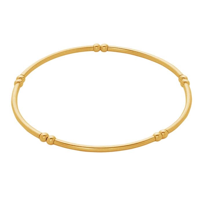 Pulseira de Bracelete Elástico com Tubo e Conta Revestidos a Ouro Amarelo 14/20