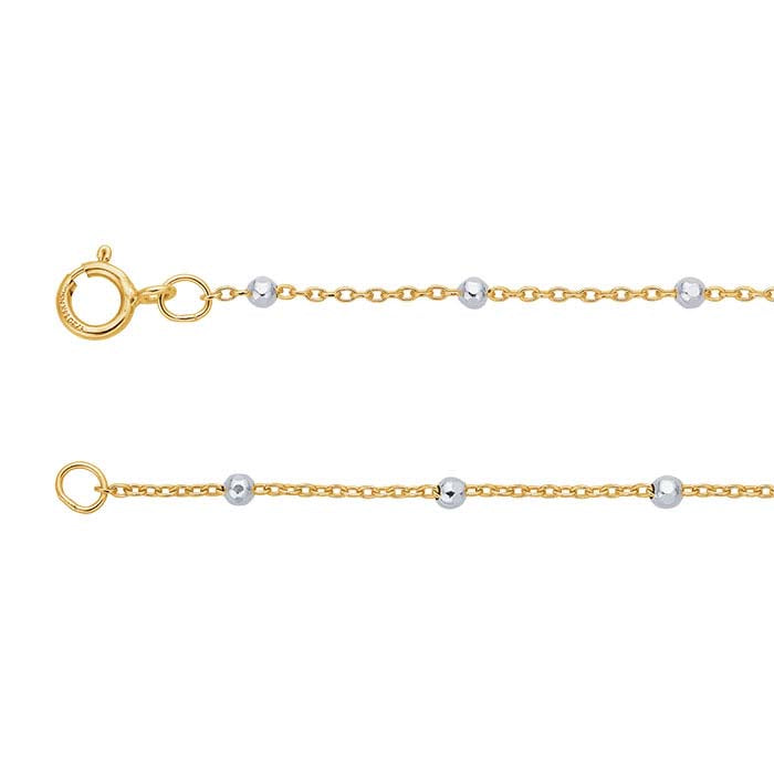 14/20 Yellow Gold-Filled 0.8mm Cable Chain with 1.7mm Beads