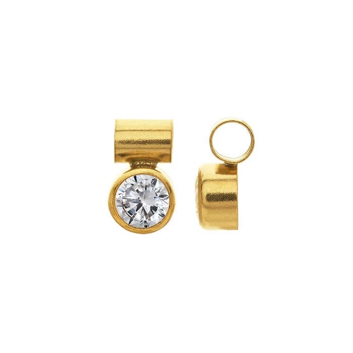 14/20 Yellow Gold-Filled 4mm White CZ-Set Tube Bail