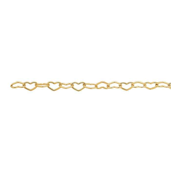 14/20 Yellow Gold-Filled 1.7mm Heart Link Cable Chain, By the Foot