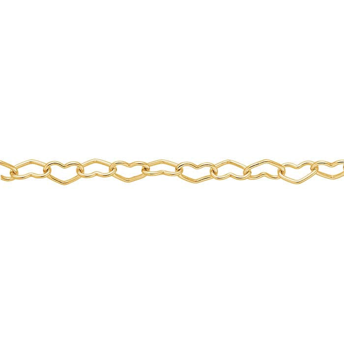 14/20 Yellow Gold-Filled 1.7mm Heart Link Cable Chain, By the Foot