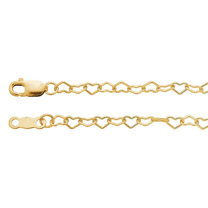14/20 Yellow Gold-Filled 3mm Heart Link Cable Chain