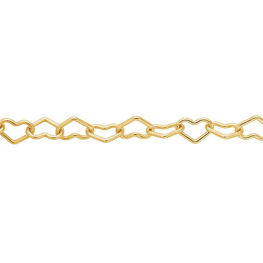 14/20 Yellow Gold-Filled 3mm Heart Link Cable Chain