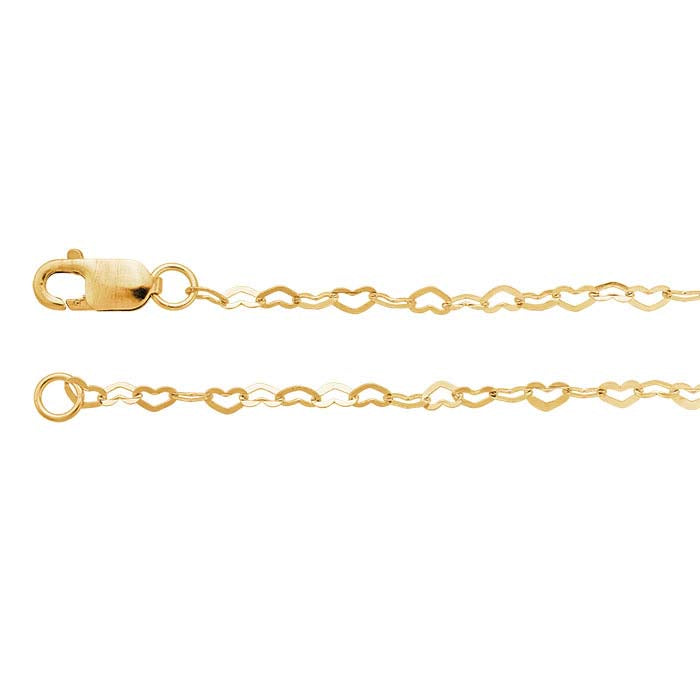 14/20 Yellow Gold-Filled 1.7mm Flat Heart Link Cable Chain