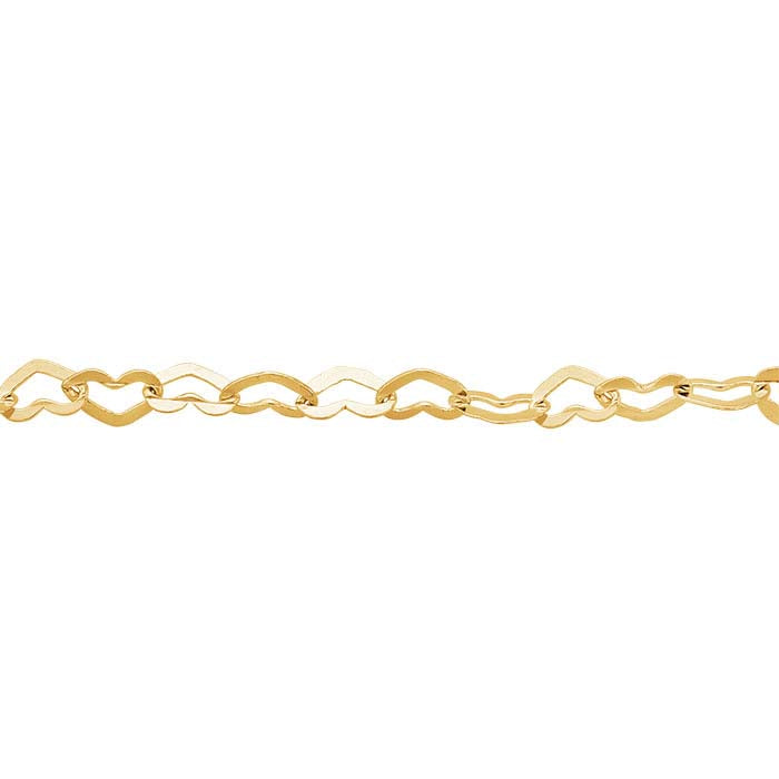 14/20 Yellow Gold-Filled 1.7mm Flat Heart Link Cable Chain, By the Foot